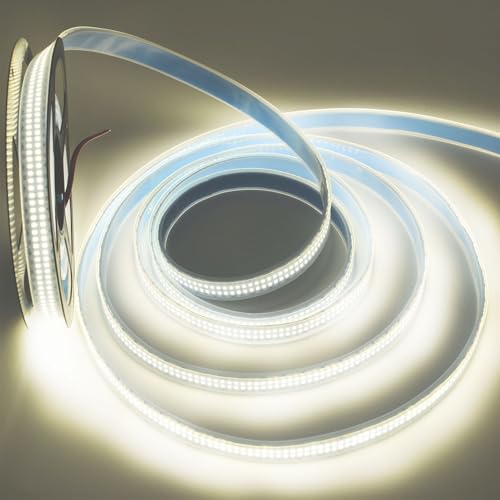 Image of SUYOOULIN LED Lights Strip, Dimmable DC 12V 16.4ft SMD 5054 (5050 Upgraed) Double Rows 1200 LEDs 25000LM Tube Waterproof IP67 LED Ribbon for Home Kitchen Decoration (Natural White 4500K)