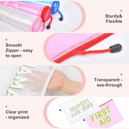 Image of 6pcs Hospital Diaper Bag Organizing Pouches for Labor and Delivery, Maternity Essentials Diaper Bag Organizer for Mommy Travel - White /Pink