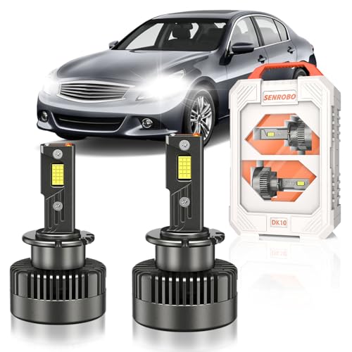SENROBO Fit for 2003-2013 Infiniti G25 G35 G37 FX35 FX37 FX45 FX50 D2S Xenon Bulbs Only, Projector 35W HID Light Replace, 30000LM 600% Brighter D2SC1 Bi-Xenon Light, 6000K Cool White, Pack of 2