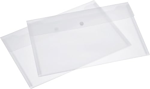 YOKIVE Paquete de 5 carpetas de archivos, tamaño A4, bolsas de plástico para documentos con botón a presión, ideal para oficina (transparente mate)