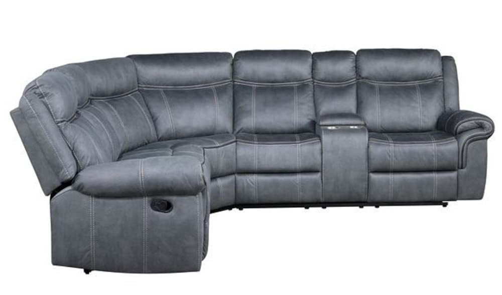 Acme Dollum Sectional Sofa In 2-Tone Gray Velvet
