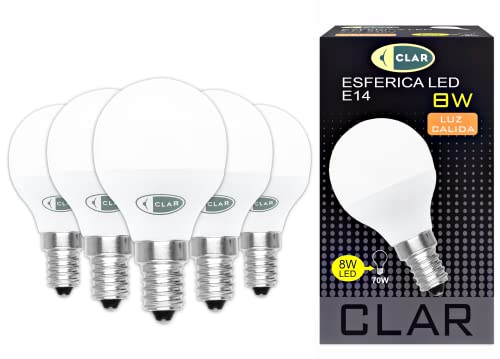 Bombillas Bajo Consumo CLAR - Bombilla Led E14 8W, Bombillas Led E14 (Equivalente a 60-70W) Bombilla Led Casquillo Fino, Bombilla bajo consumo,...