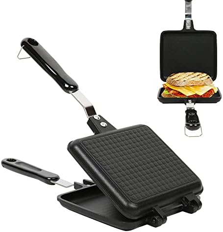 Sandwich Maker, Non-stick Hot Sandwich Maker Panini Grill Pans with Handle Aluminum Flip Pan for Home Kitchen
