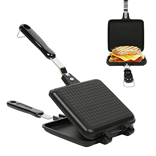 Sandwich Maker, Non-Stick Hot Sandwich Maker Panini Grill Pans With Handle Aluminum Flip Pan For Home Kitchen #TOP19