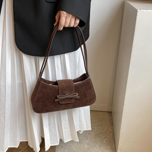 Image of YFGBCX Shoulder Bag for Women, Hobo Handbags Trendy Y2K Purses Suede Clutch Bag Cute Bow Purse