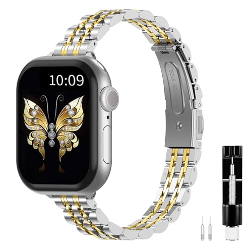 Bracelet fin en métal ultra résistant et ajustable pour iWatch Series 9 8
