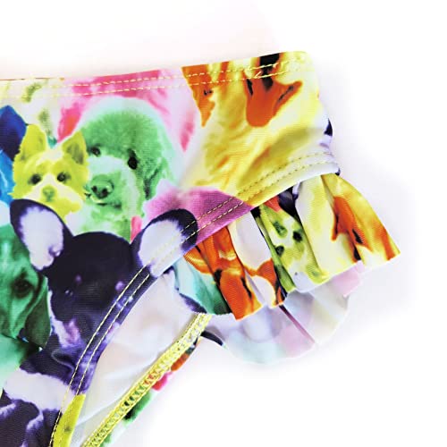 Image of QPANCY Girls One Shoulder Swimsuits Kids Two Piece Bathing Suits Ruffle Beach Swimwear
