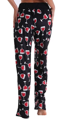 Image of Women Pajama Pants Comfy Lounge Wide Leg Casual Stretch Palazzo Drawstring Pj Bottoms Pants S-3XL