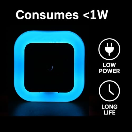 Image of Automatic Night Lamp Sensor Light for Bedroom Bed Side Home | Smart Automatic ON /Off Dim LED Lights | Energy Saving 0.5W Lamp | Long Life for Hallway, Stairs, Kitchen, Bathroom (2PC Blue)