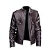 Qienjn Veste De Moto Hommes Décontracté Col Montant Hommes Coupe-Vent Imperméable Hommes Veste De Transition Automne Et Hiver Classique Couleur Unie Simple Hommes Veste D-Brown 3XL