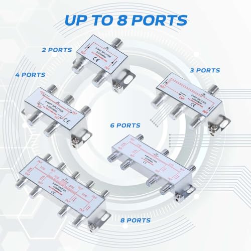 Cables Direct Online 3 Way Bi-Directional 5-2300 MHz Indoor and Outdoor Waterproof Coaxial Antenna Splitter for RG6 RG59 Coax Cable Satellite HDTV (3 Ports)