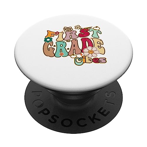 Groovy Back To School First Grade Vibes Hombres Mujeres Niño PopSockets PopGrip Intercambiable