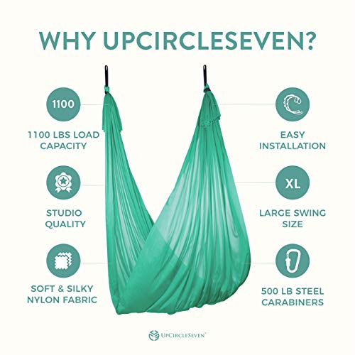 UpCircleSeven Aerial Yoga Hammock - Aerial Silk Swing Kit - Ceiling Mount Accessories & eBook - Sensory Swing - Antigravity Ceiling Hanging Yoga Sling - Inversion Hammock for Beginners & Advanced - Thumbnail 2