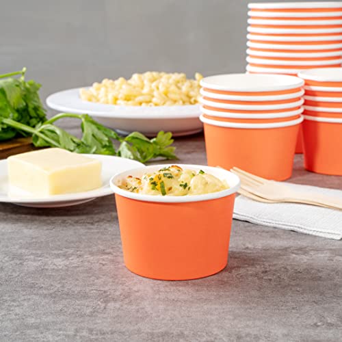 Image of Coppetta 4 Ounce Dessert Cups, 200 Disposable Ice Cream Cups - Lids Sold Separately, Heavy-Duty, Orange Paper Frozen Yogurt Bowls, For Hot And Cold Foods, Perfect For Gelato Or Mousse - Restaurantware