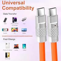 Thzzhnno Silicone USB C 3.2 Gen2 Kabel 2M, Ultra Flexible Weiche USB C 20Gbps 4K@60Hz Video Schnellladekabel 100W Typ C für Thunderbolt 3, iPad, MacBook, Galaxy S21 (Orange) – Ansicht 4