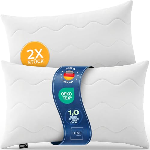 LILENO HOME Allergiker Kopfkissen 40x80 (2er Set) 95C waschbar Oeko-Tex & Made in DE Kissen 40x80 anpassbar für himmlischen Schlaf Haut schmeichelndes & geruchsfreies Pillow