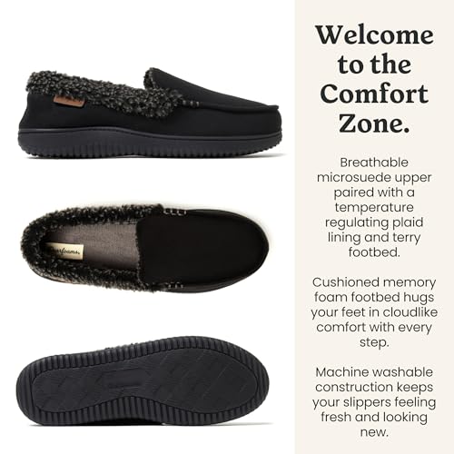Image of Dearfoams Men's Eli Microfiber Indoor /Outdoor with Whipstitch Detail Suede Moccasin Slipper