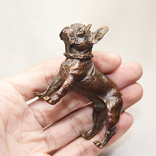 SHUBIAO Estatua de Bulldog Francés de Cobre Antiguo, pequeño Adorno de Escritorio, figurita de Animal Vintage, Accesorios de decoración del hogar, Manualidades (Color : Onecolor)