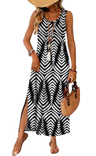 Image of WIHOLL Maxi Dress Summer Dresses 2026 Beach Vacation Clothes Sleeveless Sundresses with Pockets Boho S-3XL