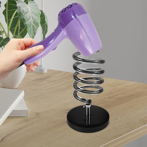 Support sèche-cheveux spirale pour un comptoir de salle de bain rangé