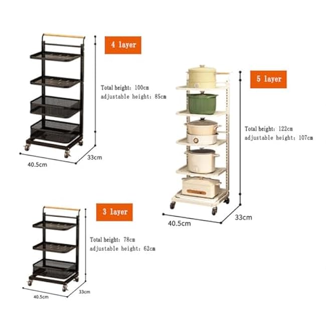3 Tier Microwave Oven Rack Kitchen Storage Unit with Chopping Board Holder & Pan Racks Space Saving Kitchen Stand for Cupboard nization Black 5 Boards & 1 Basket-33G0YMPW