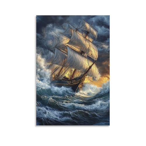 Cuadro en lienzo de barco a vela moderno decorativo de 50x75cm para pared de dormitorio