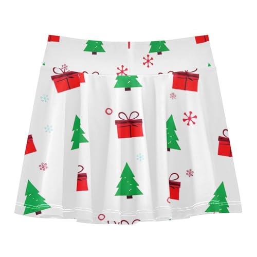 Red Green Christmas Tree Gift White Athletic Shorts for Girls Skorts Toddlers Tennis Skirts Cute Comfy Butterfly 3t2