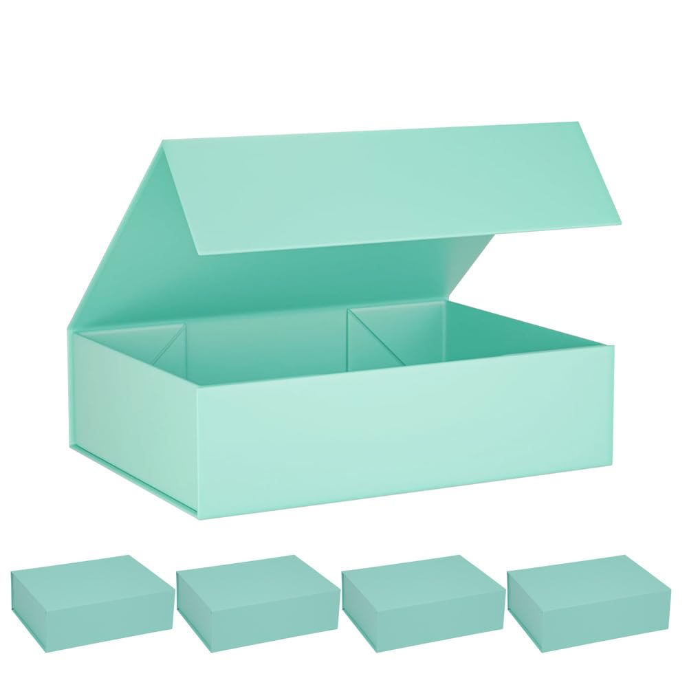 Confezione Da 5 Scatole Regalo Verdi, 26X19x8 cm, Scatole Regalo Per Regali Con Coperchio E Chiusura Magnetica Per Confezioni Regalo Di Matrimonio, Natale, Halloween E Compleanno