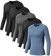 NebuKinex 5 Pack Women's Compression Shirt Long Sleeve Workout Tops Athletic Baselayer Quick Dry ...