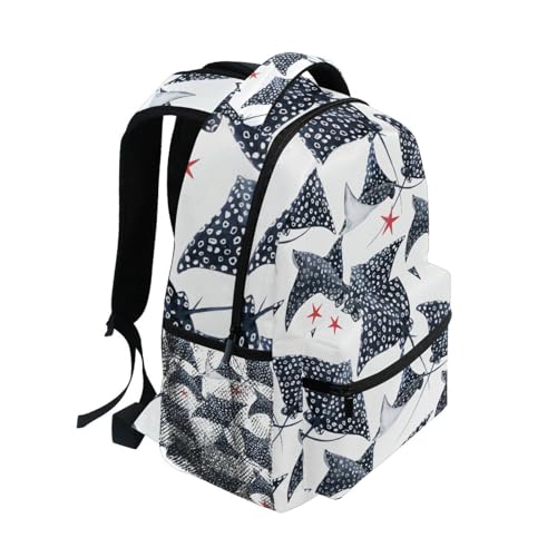 Watercolor Stingray Fish Pattern Boys Girls Kids School Backpacks Bookbag, School Bag Travel Backpack Daypack2