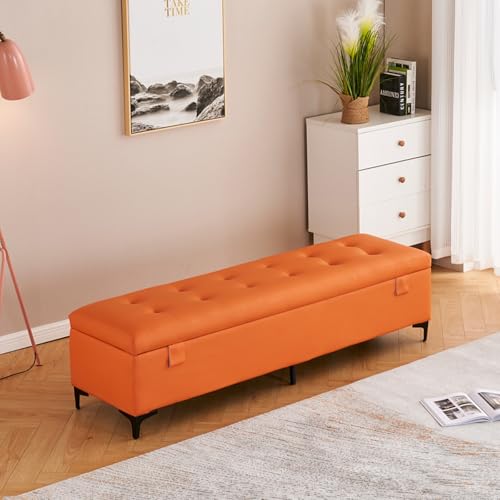 Banc en simili cuir avec boîte de rangement rectangulaire et doubles serrures pour salon