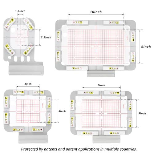Image of Sew Tech Magnetic Embroidery Hoops for Brother Innovis NQ1700E NQ1600E NQ1400E NQ3600D Stellaire XE1 Dream Machine 2 VE2200 4000D 1500D V7 V5 VM5200 Babylock Embroidery Machine Hoop (4in1-BMK)