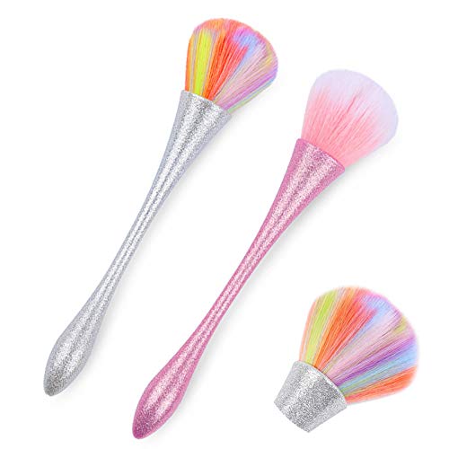 2 PCS Soft Fluffy Blush Brush, Large Powder Mineral Brush, Fluffy Makeup Brushes, Professional Setting Powder Brush for Girls Women Daily Makeup (Colorful)