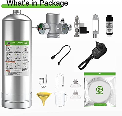 Fzone 2.5 L Aquarium CO2 Generator System Carbon Dioxide Reactor Kit with Regulator and Needle Valve for Aquarium Plants Tanks