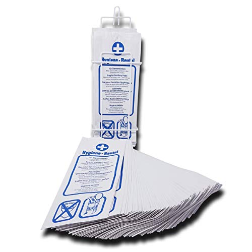 Hygienebeutel mit Spender im Set, Hygiene-Bag-Halterung mit Damen-Papier-Hygienebeutel aus Zellulose-Papier, Dispenser, Größe:Draht-Spender + 300 Hygienebeutel