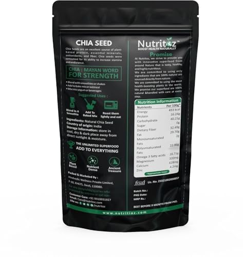 Image of Nutritoz Raw Chia Seeds, Flax, Pumpkin & Sunflower Seeds Combo - 50gm Pack Of 4 Brown (4 X 50 g)