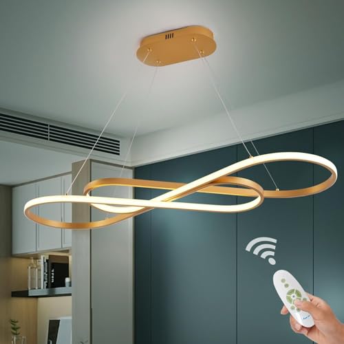 Image of Gold Led Chandeliers for Dining Room Light Fixture Modern Led Pendant Light Kitchen Island Lighting for Kitchen Island Chandelier Over Table, Dimmable Adjustable Height Pendant Light Ceiling Hanging