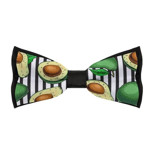 JYYAU Avocado Black And White Stripes Bow Tie Adjustable Necktie For Men Business Fashion Pre-tied Tie Neckwear Novelty Accessory For Weddings Party Festival