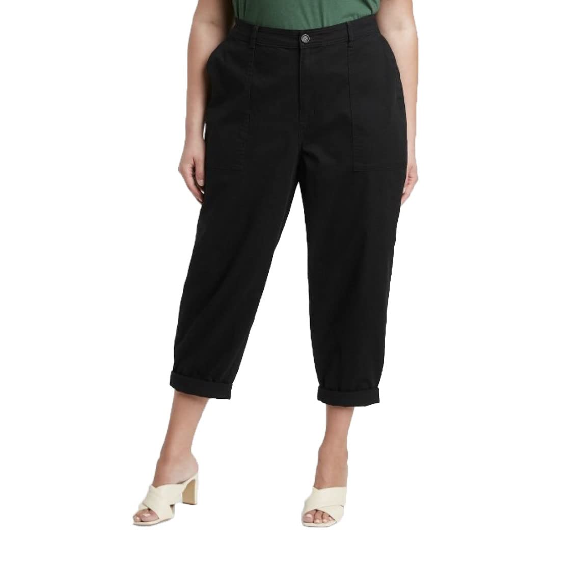A New Day Womens High-Rise Utility Ankle Pants Black 24W
