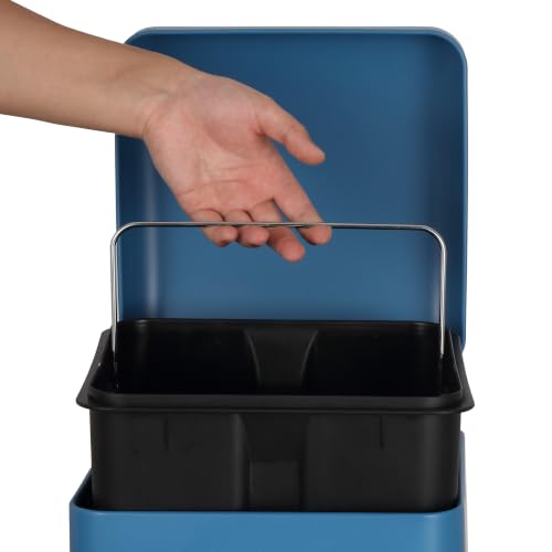 Image of happimess Betty 8 Gal Step Trash Can Soft-Close Lid, Bright Cobalt Blue | Removable Liner, Semi-Rectangular, Steel Pedal, Iron Powder Coated, 27 inch Height, Non-Skid Base