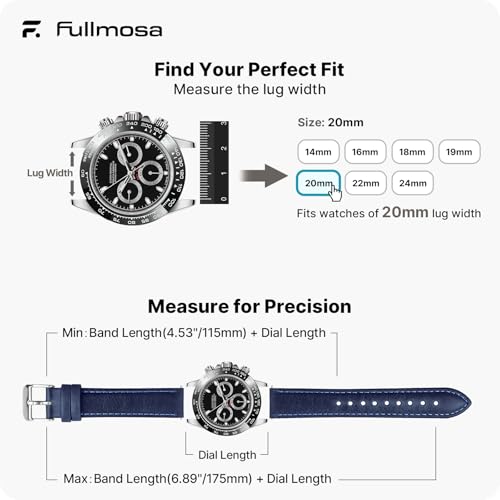 Image of Fullmosa 20mm Quick Release Leather Watch Band for Garmin Samsung Galaxy | Strap for Garmin Vivoactive 6 /5,Venu Sq 2 /Sq,Galaxy Watch 7 /6 /5 40mm 44mm Women Men, Gradient Blue&Silver Buckle