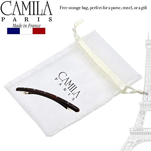 Camila Paris Cp2849 French Hair Barrette Large Tortoise Shell, Long Skinny Strong Hold Grip Hair Clips For Women, Thin Rubberized Automatic Clasp No Slip Styling Girls Hair Accessories, Made In France #TOP4