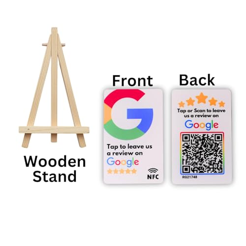 Image of Review NFC Card With Wooden Stand