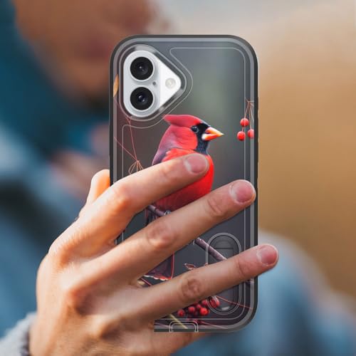 Coque iPhone 16 Plus oiseau cardinal idéale pour les activités extérieures et le streaming vidéo