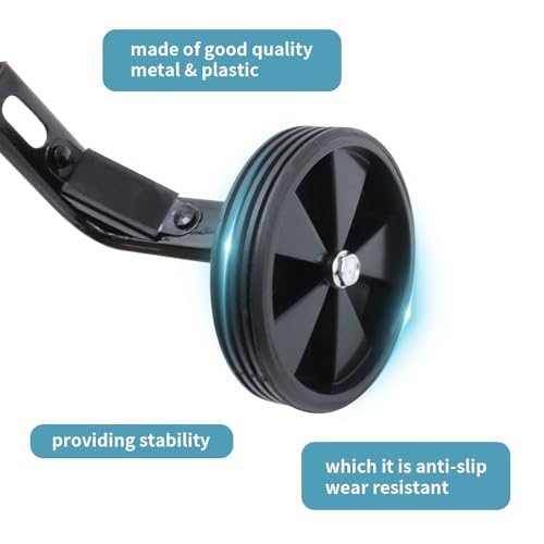 Image of Pair of Black Bicycle Auxiliary Wheel Children's Bicycle Accessories,Training Wheels Kids Bike Children Training Bike Wheel