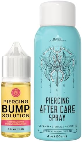 BASE LABORATORIES Piercing Aftercare Kit, Saline Spray & Bump Solution