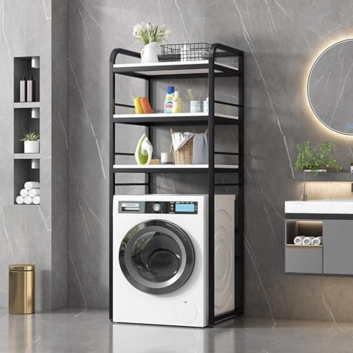 HJYBFA Estante de Almacenamiento de pie de Metal de 3 Niveles para baño y lavadero, Organizador para Lavadora/Inodoro, Unidad de Lavadora y Secadora de Gran Capacidad, Color Blanco
