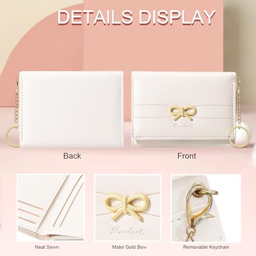 Image of Cute Coquette Bow Wallet with Key-chain for Women Girls | Bow Print Wallet Card Holder ID Window