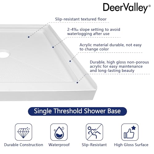 Image of DeerValley 35 inchL X 35 inchW Center Drain Shower Base in White