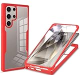 Jiajihua Case Compatible with Realme C85 Pro Camera Protection Built-in Screen Protector Dual-Layer 2 in 1 Phone Cover Red